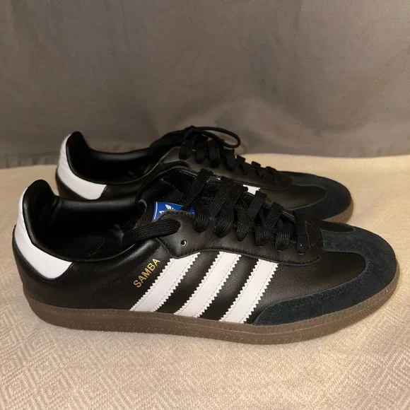 Adidas Samba Black White Gold Men's Sneakers - Picture 3 of 6